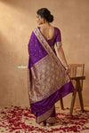 Ganga Ghat ~ Banarasi Handwoven Pure Soft Katan Silk Saree In Purple
