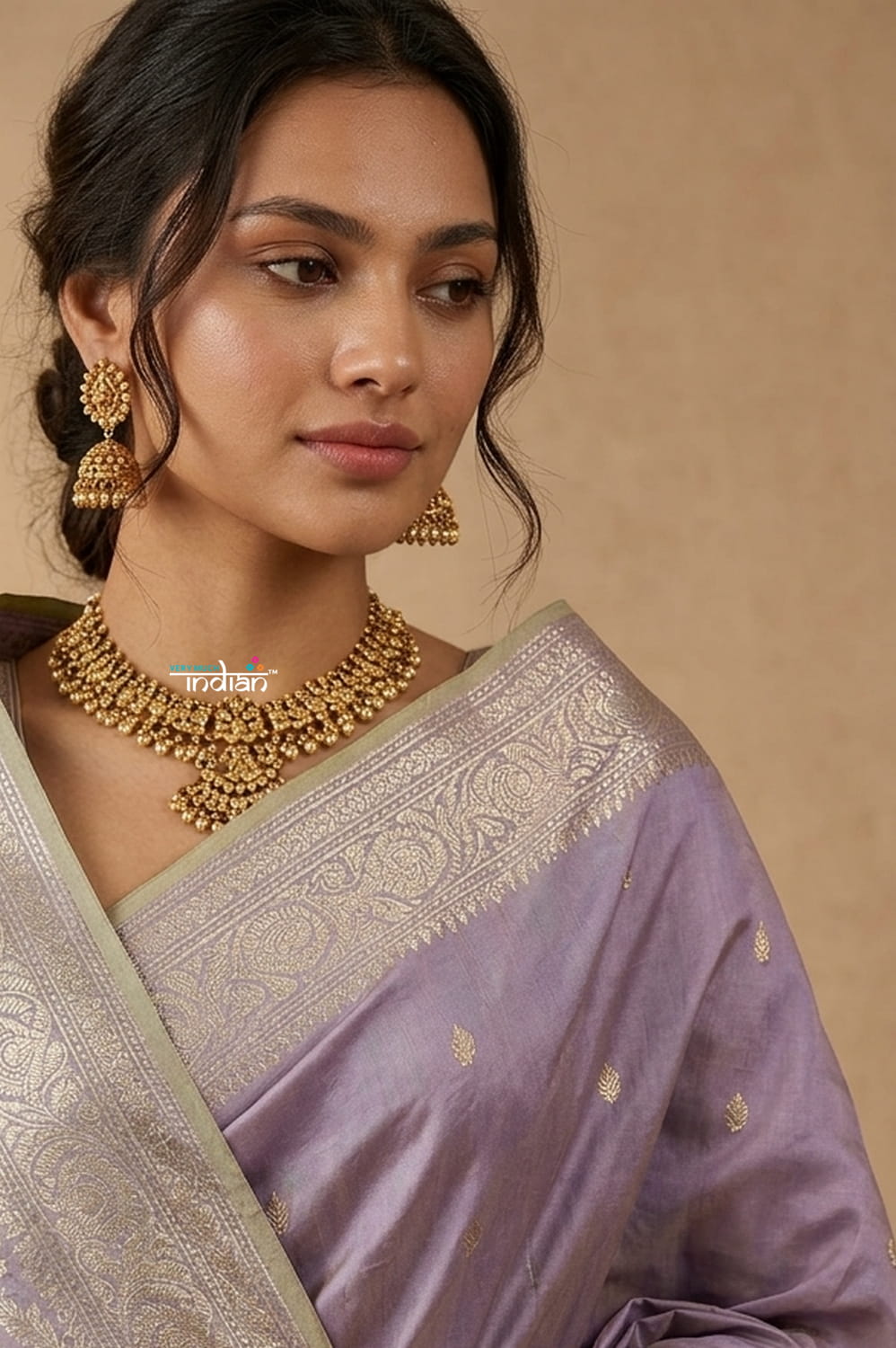Ganga Ghat ~ Banarasi Handwoven Pure Soft Katan Silk Saree In Lilac
