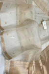 Ganga Ghat ~ Banarasi Handwoven Pure Silk Banarasi Organza Saree in Off White
