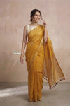 Ganga Ghat ~ Banarasi Handwoven Pure Silk Banarasi Organza Saree in Yellow