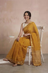 Ganga Ghat ~ Banarasi Handwoven Pure Silk Banarasi Organza Saree in Yellow