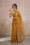 Ganga Ghat ~ Banarasi Handwoven Pure Silk Banarasi Organza Saree in Yellow