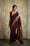 Virasat 2.0 ~ Handloom Pure Cotton Paithani With Revival Payri Pallu ~ Dark Maroon