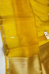 Ganga Ghat ~ Banarasi Handwoven Pure Silk Banarasi Organza Saree in Yellow