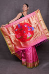 Aranya ~  Designed by VMI! Pure Silk Handloom Paithani with Swan Peacock Pallu in Blush Pink
