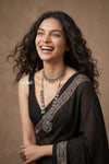 Mitti Ke Rang ~ Ajrakh Printed Cotton Saree in Onyx Black