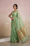 Ganga Ghat ~ Banarasi Handwoven Pure Silk Banarasi Organza Saree in Sea Green