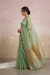 Ganga Ghat ~ Banarasi Handwoven Pure Silk Banarasi Organza Saree in Sea Green