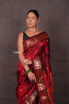Aranya ~  Chandrakor! Pure Silk Handloom Paithani with Peacock Pallu in Maroon
