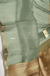 Ganga Ghat ~ Banarasi Handwoven Pure Silk Banarasi Organza Saree in Sea Green