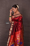 Aranya ~  Chandrakor! Pure Silk Handloom Paithani with Peacock Pallu in Maroon