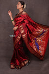 Aranya ~  Chandrakor! Pure Silk Handloom Paithani with Peacock Pallu in Maroon