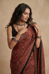 Mitti Ke Rang ~ Ajrakh Printed Cotton Saree in Rust