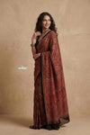 Mitti Ke Rang ~ Ajrakh Printed Cotton Saree in Rust