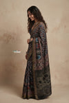AJRAKH X PAITHANI  ~  Mitti Ke Rang ~ EXCLUSIVE Ajrakh Printed Cotton Paithani Saree in Multicolor Black