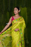 Aranya ~ Pure Silk Handloom Baro Panja Border Paithani with Revival Asawali Pallu in Lime Green