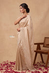 Ganga Ghat ~ Banarasi Organza Saree with Handcrafted Beadwork In Ivory