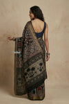 AJRAKH X PAITHANI  ~  Mitti Ke Rang ~ EXCLUSIVE Ajrakh Printed Cotton Paithani Saree in Multicolor Black