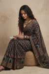 AJRAKH X PAITHANI  ~  Mitti Ke Rang ~ EXCLUSIVE Ajrakh Printed Cotton Paithani Saree in Multicolor Black