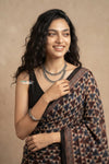 Mitti Ke Rang ~ Ajrakh Printed Cotton Saree in Doting Black
