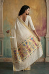 Virasat 2.0 ~ Handloom Pure Cotton Paithani With Revival Phulwari Pallu ~ White
