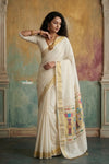 Virasat 2.0 ~ Handloom Pure Cotton Paithani With Revival Phulwari Pallu ~ White