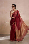 Ganga Ghat ~ Banarasi Handwoven Pure Silk Banarasi Organza Saree in Maroon