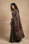 Mitti Ke Rang ~ Ajrakh Printed Cotton Saree in Doting Black