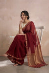 Ganga Ghat ~ Banarasi Handwoven Pure Silk Banarasi Organza Saree in Maroon