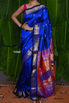 Aranya ~ Pure Silk Handloom Paithani with Peacock Pallu in Azure Blue