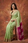 Virasat ~  Traditional Ilkal Saree in Beautiful Contrast Resham Pallu ~ Green Pink