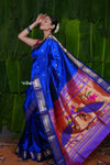 Aranya ~ Pure Silk Handloom Paithani with Peacock Pallu in Azure Blue