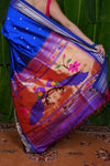 Aranya ~ Pure Silk Handloom Paithani with Peacock Pallu in Azure Blue