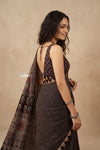Mitti Ke Rang ~ Ajrakh Handblock Printed Cotton Saree in Black Stripe