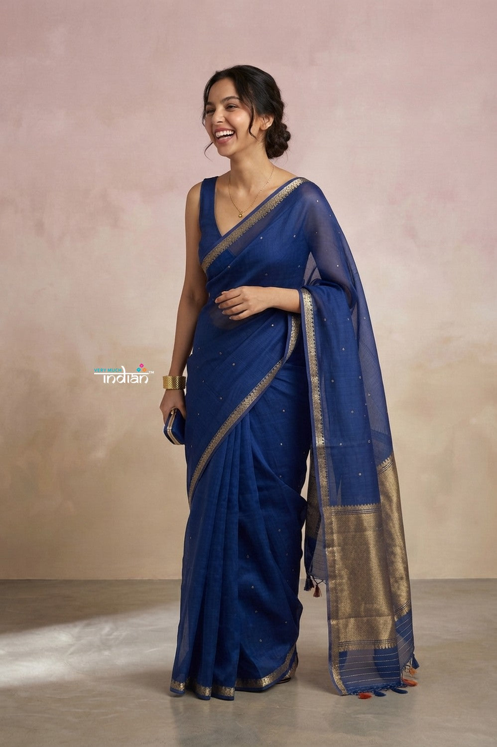 Ganga Ghat ~ Banarasi Handwoven Pure Silk Banarasi Organza Saree in Blue