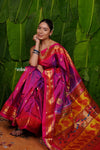 Aranya ~ Pure Silk Handloom Paithani with Lotus Peacock Pallu in Dual Tone Pink