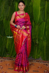 Aranya ~ Pure Silk Handloom Paithani with Lotus Peacock Pallu in Dual Tone Pink
