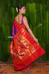 Aranya ~ Pure Silk Handloom Temple Border Paithani with Parrot Pallu in Pink