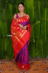 Aranya ~ Pure Silk Handloom Temple Border Paithani with Parrot Pallu in Pink