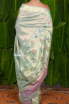 Aranya ~ Pure Silk Handloom Tissue Muniya Border Paithani with Asawali Pallu in Sea Green