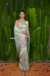 Aranya ~ Pure Silk Handloom Tissue Muniya Border Paithani with Asawali Pallu in Sea Green