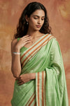 Virasat ~  Traditional Ilkal Saree in Beautiful Contrast Resham Pallu ~ Green Pink