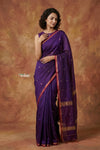 Tarang 2.0 ~ Handloom Cotton Silk Sleek Designer Border in Purple