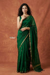 Tarang 2.0 ~ Handloom Cotton Silk Sleek Designer Border in Dark Green
