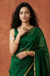 Tarang 2.0 ~ Handloom Cotton Silk Sleek Designer Border in Dark Green