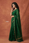 Tarang 2.0 ~ Handloom Cotton Silk Sleek Designer Border in Dark Green