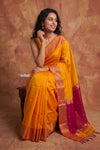 Tarang 2.0 ~ Handloom Cotton Silk Sleek Designer Border in Orange Pink