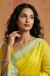 Tarang 2.0 ~ Handloom Cotton Silk Sleek Designer Border in Yellow Blue
