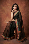 Tarang 2.0 ~ Handloom Cotton Silk Sleek Designer Border in Black