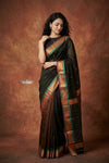 Tarang 2.0 ~ Handloom Cotton Silk Sleek Designer Border in Black
